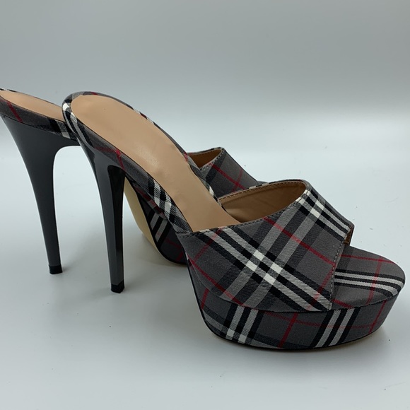 Plaid platform mule/slides. - Picture 2 of 4
